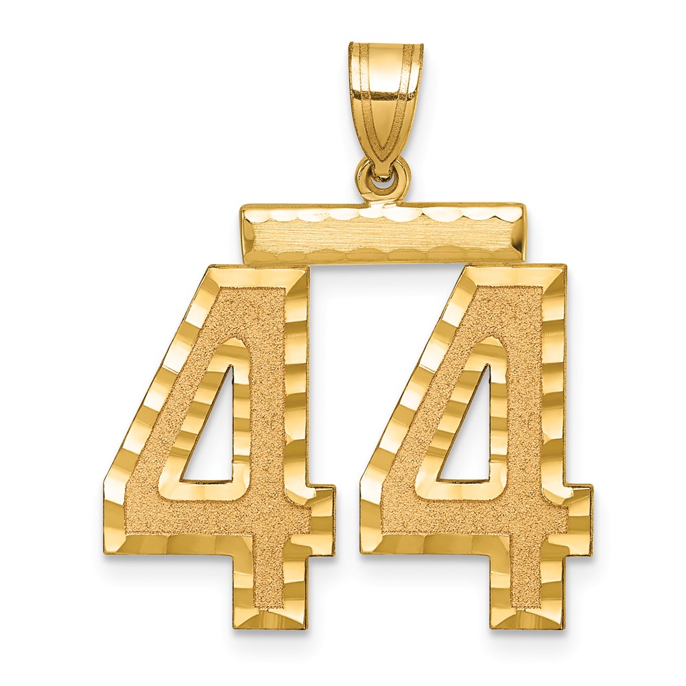 LN44.jpg 14k Large Brushed Diamond-cut Number 44 Charm - Image 1