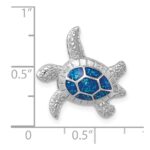 Sterling Silver Rhodium-plated Enameled Swimming Turtle Chain Slide - Image 5