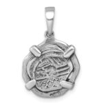 Sterling Silver Rhodium-plated Polished and Antiqued Medieval Coin Pendant - Image 3