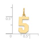 14k Small Polished Number 5 Charm - Image 4