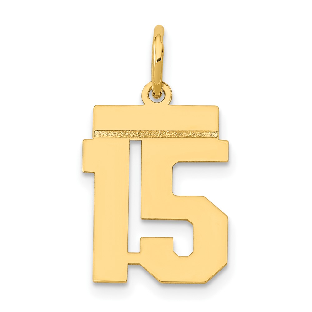 LS15.jpg 14k Small Polished Number 15 Charm - Image 1