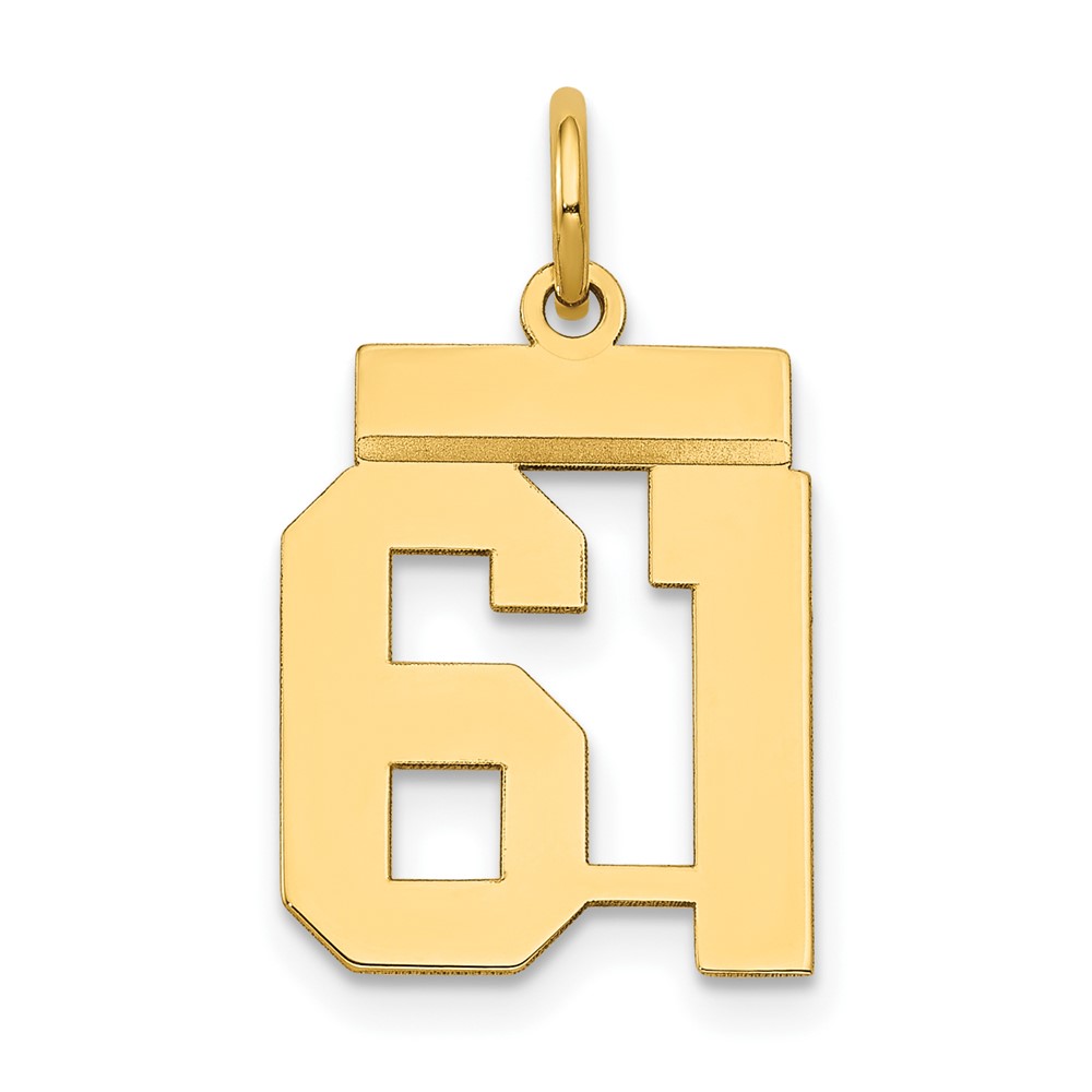 LS61.jpg 14k Small Polished Number 61 Charm - Image 1