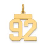 14k Small Polished Number 92 Charm