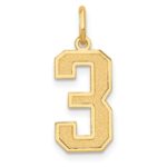 14k Medium Satin Number 3 Charm