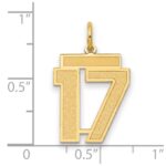 14k Medium Satin Number 17 Charm - Image 2