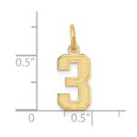 14k Small Satin Number 3 Charm - Image 4