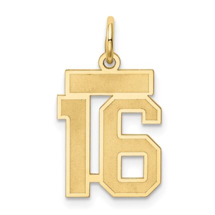 14k Small Satin Number 16 Charm