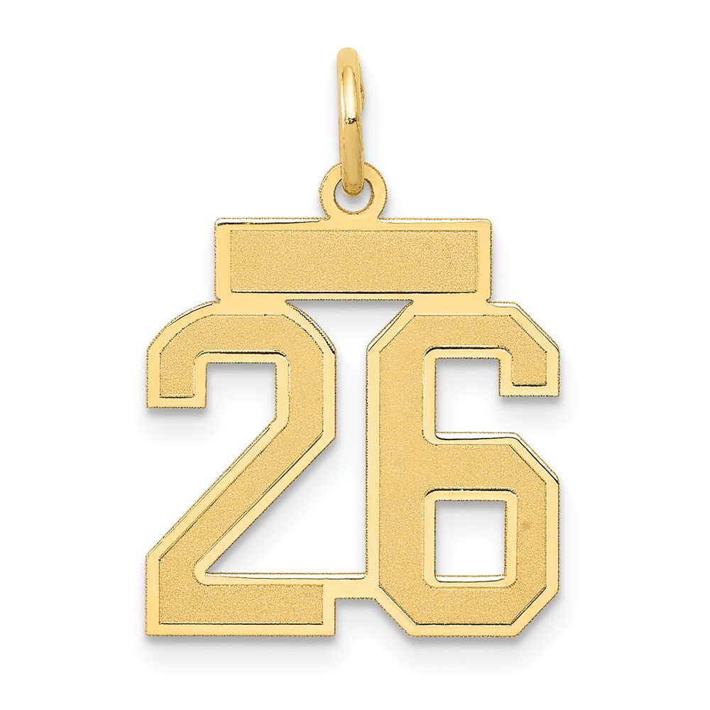 LSS26.jpg 14k Small Satin Number 26 Charm - Image 1