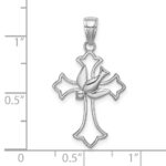 14K White Gold Polished Cross with Dove Charm - Image 4
