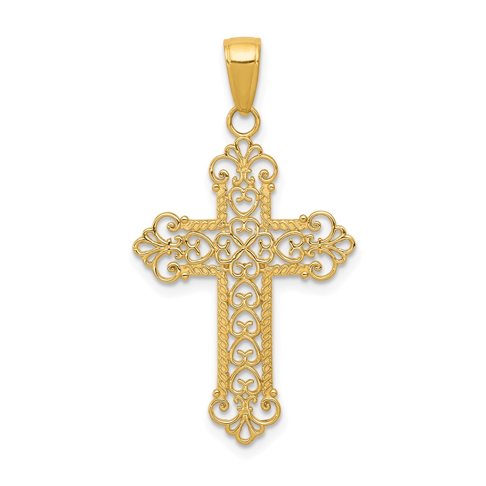 M1386.jpg 14k Fleur De Lis Cross Charm - Image 1
