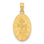 14k Polished and Satin Solid Miraculous Medal Oval Pendant - Image 3