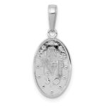 14k White Gold Polished and Satin Solid Miraculous Medal Oval Pendant - Image 3