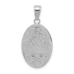 14k White Gold Polished and Satin Solid Miraculous Medal Oval Pendant - Image 3