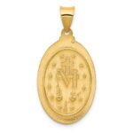 14k Polished and Satin Hollow Miraculous Medal Oval Pendant - Image 4