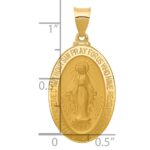 14k Polished and Satin Hollow Miraculous Medal Oval Pendant - Image 3