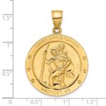 14k Polished Large Saint Christopher Medal Round Pendant - Image 4