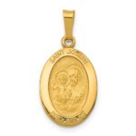 14k Polished and Satin Solid Saint Joseph Medal Oval Charm