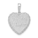 14K White Gold Reversible FOR MY DAUGHTER / YOU ARE MY PRIDE AND JOY Heart Pendant