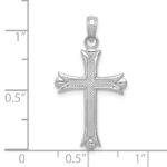 14K White Gold Fleur De Lis Cross Pendant - Image 3
