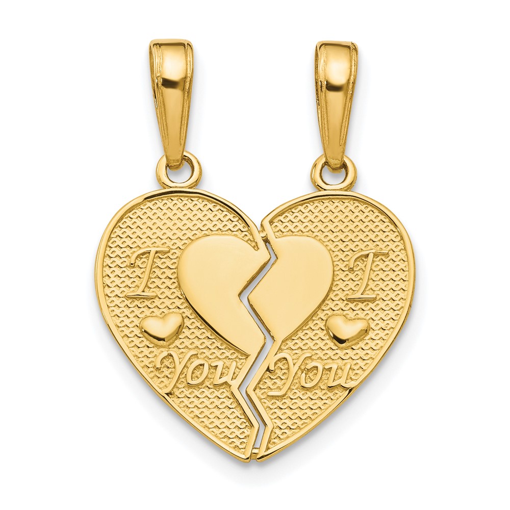 M197.jpg 14k I LOVE YOU 2-Piece Break-Apart Heart Charm - Image 1