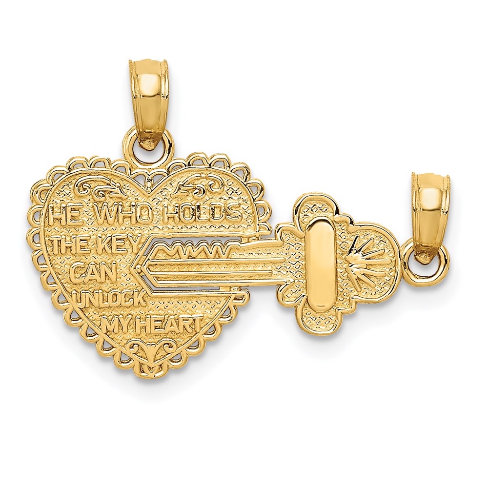 M199.jpg 14K Polished 2-Piece Break-Apart HE WHO HOLDS THE KEY CAN UNLOCK MY HEART Charm - Image 1