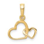 14K Polished Intertwined Double Heart Pendant - Image 3