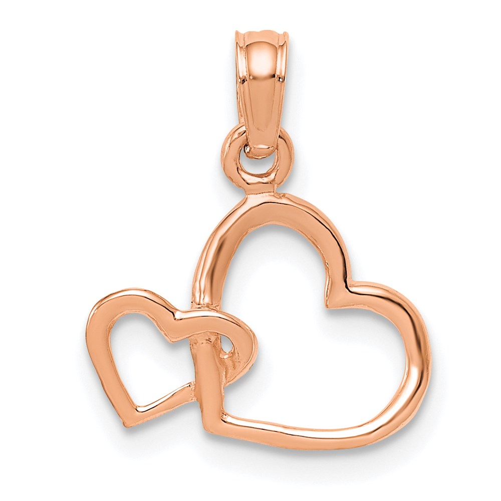 M2128R.jpg 14K Rose Gold Polished Intertwined Double Heart Pendant - Image 1