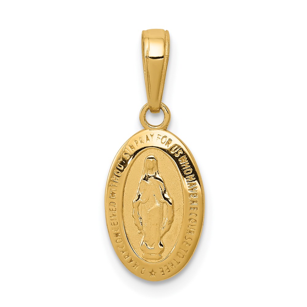 M2515.jpg 14k Polished and Satin Solid Miraculous Medal Oval Charm - Image 1