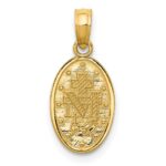 14k and White Rhodium Solid Small Miraculous Medal Oval Charm - Image 4