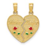 14k Enameled Flowers MOTHER - DAUGHTER 2-Piece Break-apart Pendant