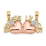 14k Two-tone with White Rhodium BIG SIS-LIL SIS 2-Piece Break-apart Pendant