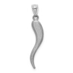 14k White Gold Solid Diamond-cut 3-D Italian Horn Charm - Image 4