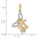 14k and White Rhodium Diamond-cut Dragonflies Pendant - Image 4