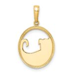 14k and White Rhodium Diamond-cut Dog in Oval Pendant - Image 3