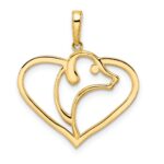 14k and White Rhodium Diamond-cut Dog Head in Heart Pendant - Image 3