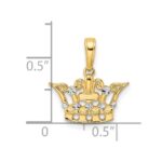 14k and White Rhodium Diamond-cut Crown Pendant - Image 4