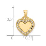14k and White Rhodium Diamond-cut Border Heart Pendant - Image 4