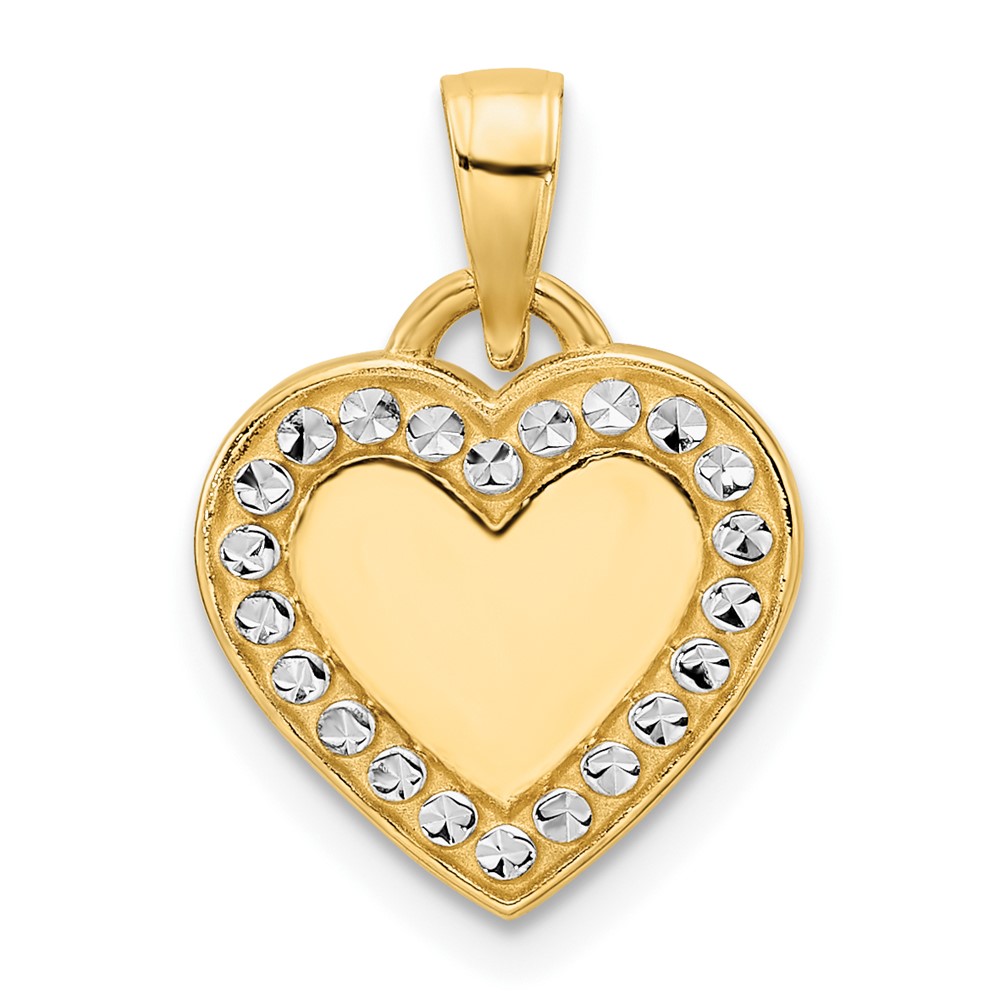 M2935.jpg 14k and White Rhodium Diamond-cut Border Heart Pendant - Image 1