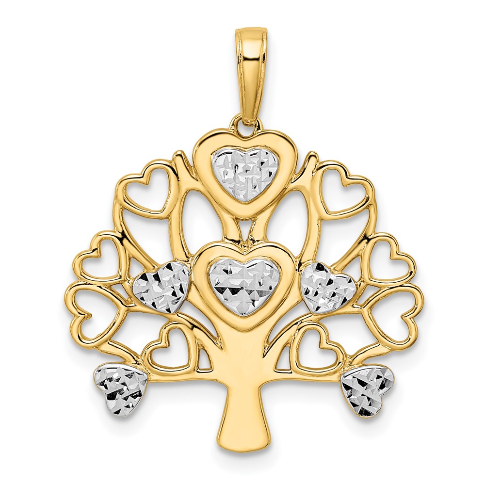 M2952.jpg 14k and White Rhodium Diamond-cut Heart Tree of Life Pendant - Image 1