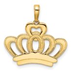 14k and White Rhodium Diamond-cut Crown Pendant - Image 3