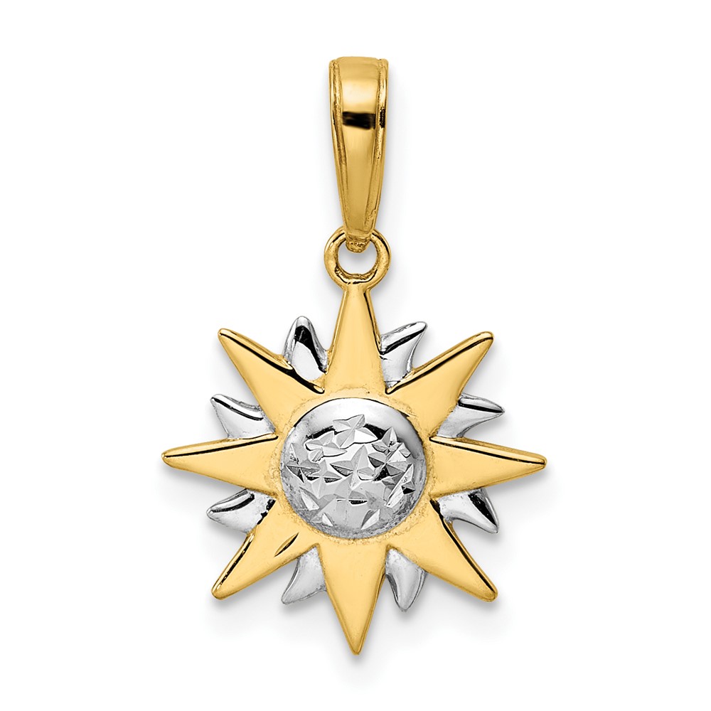 M2964.jpg 14k and White Rhodium Diamond-cut Sun Pendant - Image 1