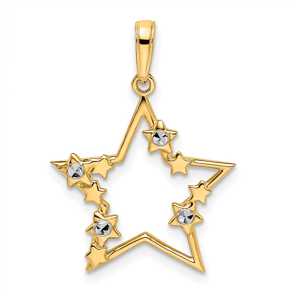 M2978.jpg 14k and White Rhodium Diamond-cut Stars Pendant - Image 1