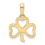 14k and White Rhodium Diamond-cut Clover Pendant - Image 3