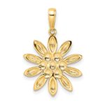 14K and White Rhodium Diamond-cut Flower Pendant - Image 3