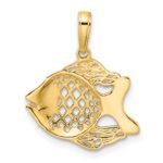 14k and White Rhodium Diamond-cut Tropical Fish Pendant - Image 3