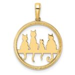 14k and White Rhodium Diamond-cut Cats Sitting on Bench Pendant - Image 3