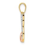 14k and White and Rose Rhodium Diamond-cut Cat with Heart Pendant - Image 2