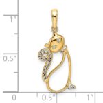 14k and White Rhodium Diamond-cut Cat Pendant - Image 4