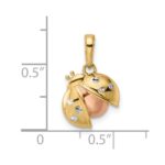 14k with White and Rose Rhodium Diamond-cut Ladybug Pendant - Image 3
