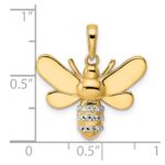 14k and White Rhodium Diamond-cut Bumblebee Pendant - Image 3